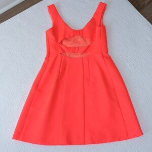 Nanette Lepore Neon Coral Fit & Flare Cocktail Dress Cutout Back Size 8